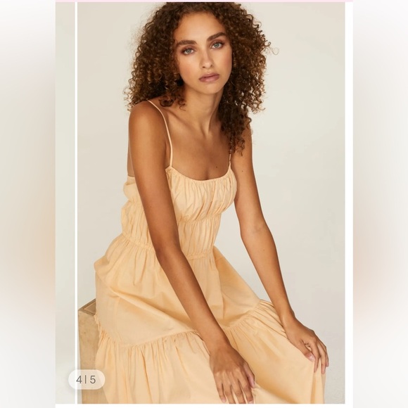 Vince ruched tiered midi dress in peach sz XL - Picture 11 of 12